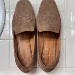 Tory Burch Tan Suede Slip-On Loafers